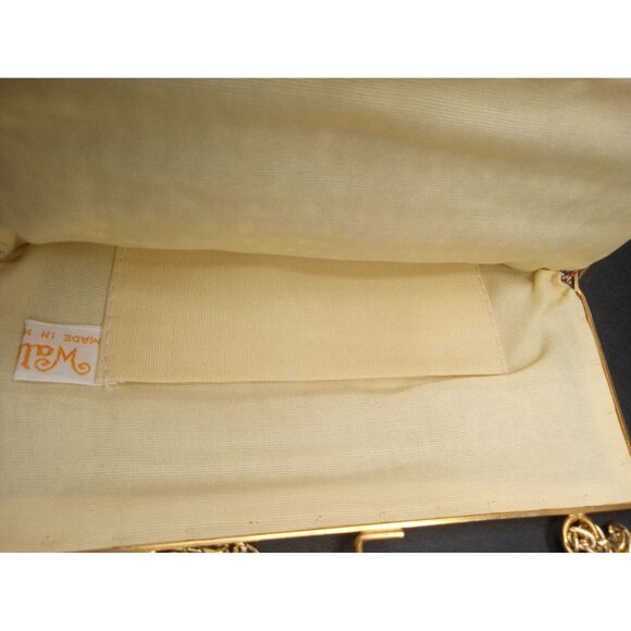Evening Bag Rainbow Woven Walborg Hong Kong Brass Chain Vintage 60s Clutch Purse - Picture 9 of 16